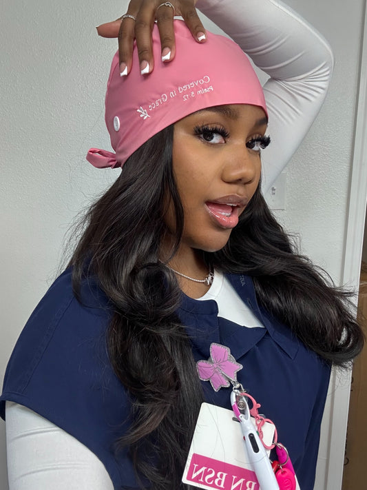 Covered in Grace - Satin-Lined Scrub Cap | Psalm 5:12