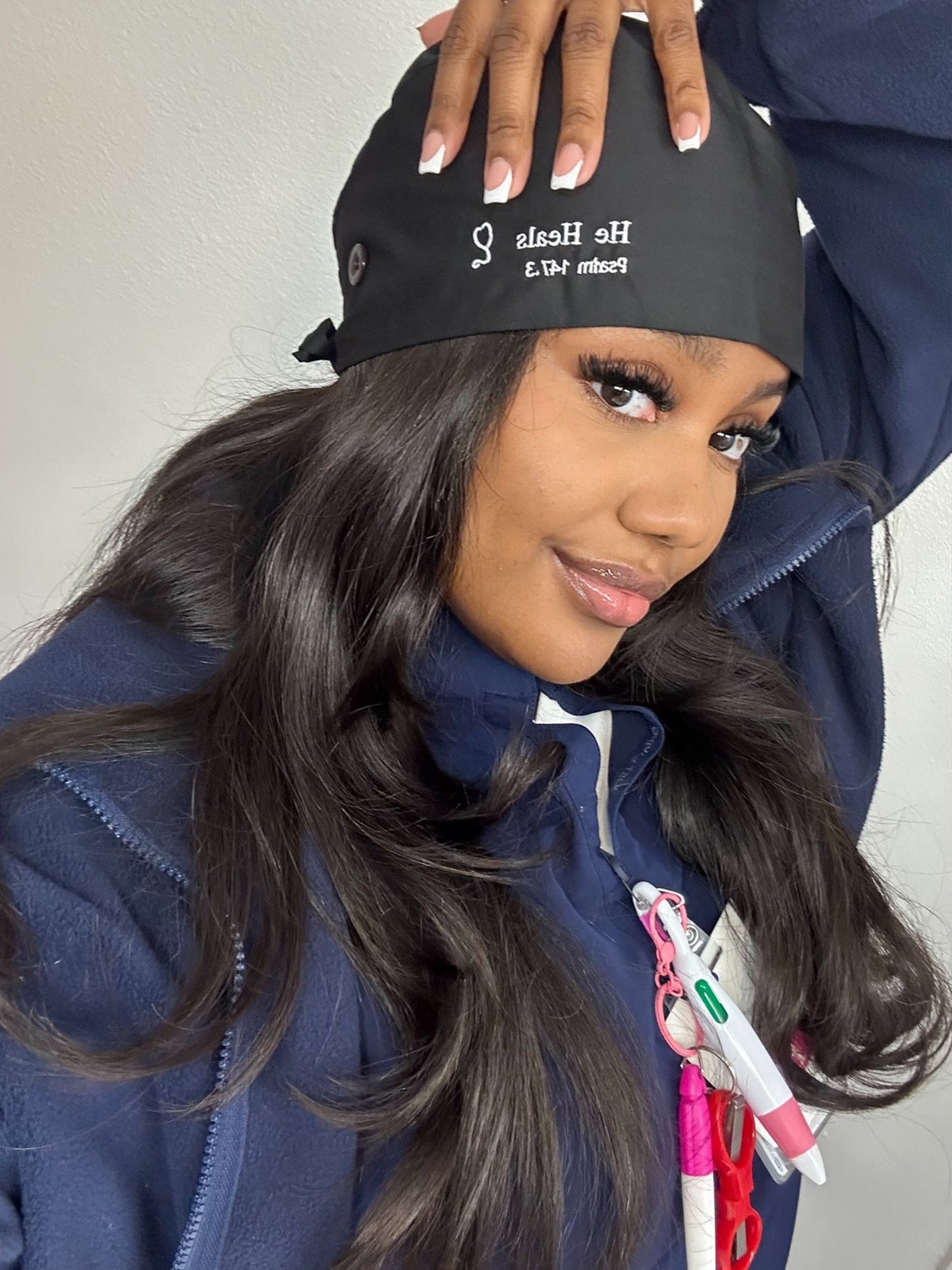 He Heals – Satin-Lined Scrub Cap | Psalm 147:3